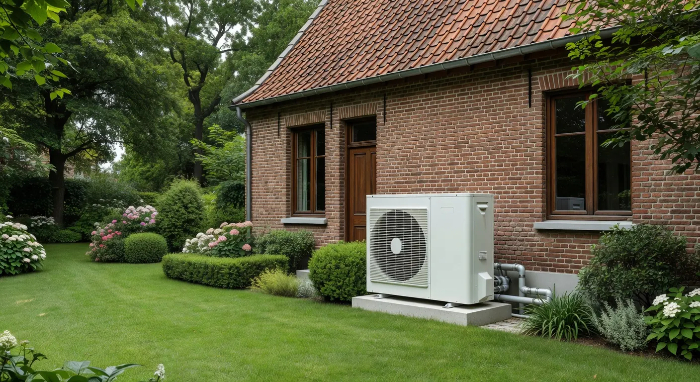 Pompe à chaleur moderne installée dans une maison belge