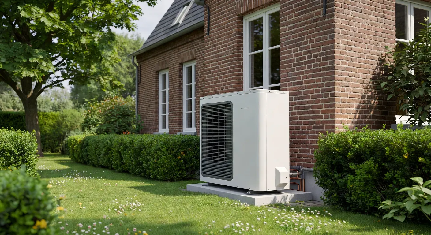 Illustration d'une pompe à chaleur intégrée dans une maison connectée en 2026