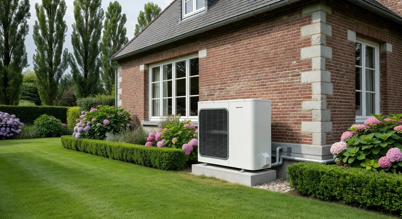 Illustration d'une pompe à chaleur en fonctionnement avec schéma d'installation